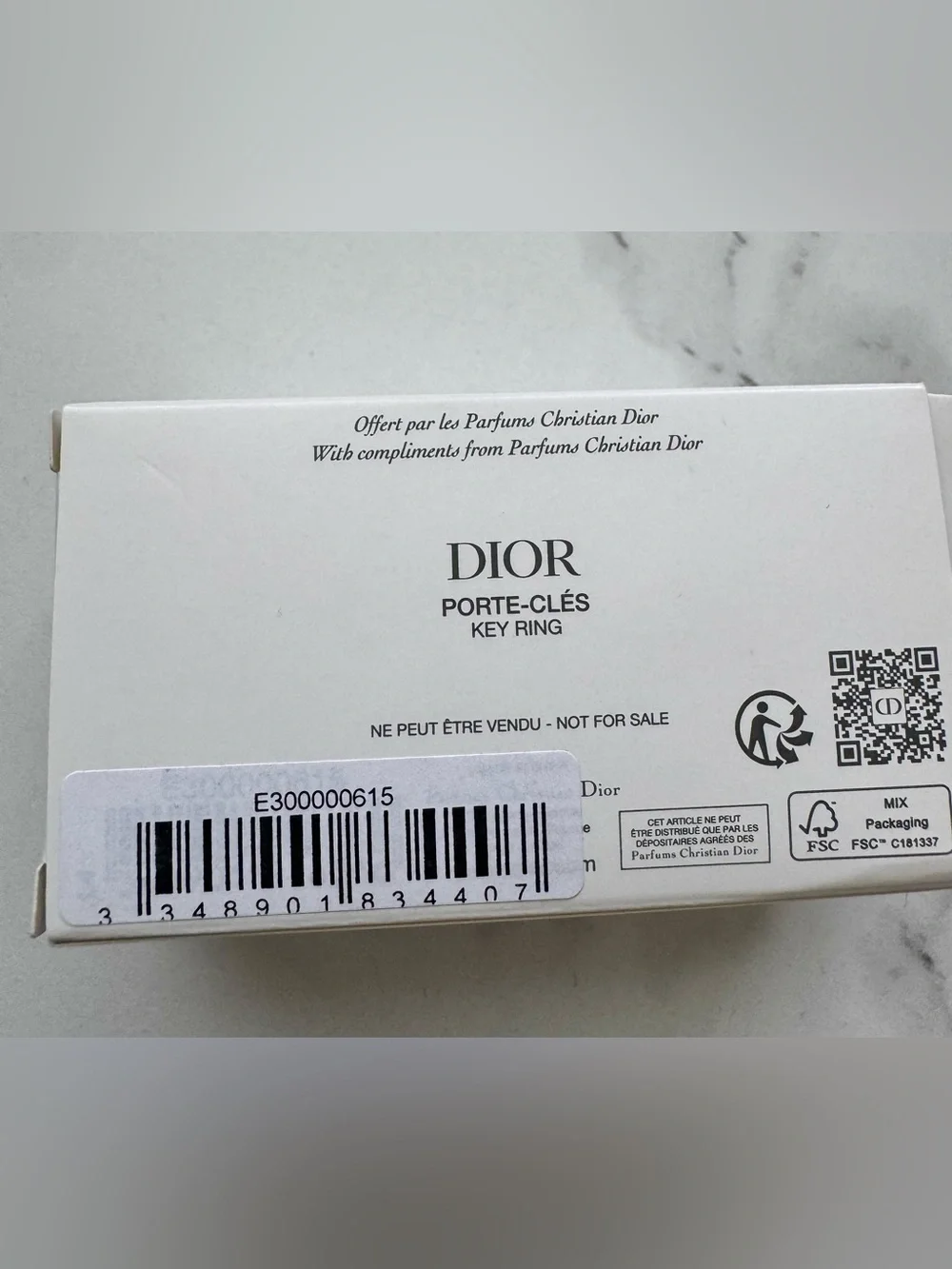 Dior White J'adore Leather Key Pouch with Gold Hardware
